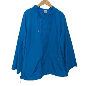 Just My Size 3X Women’s Windbreaker Hooded Jacket Lightweight Packable Blue